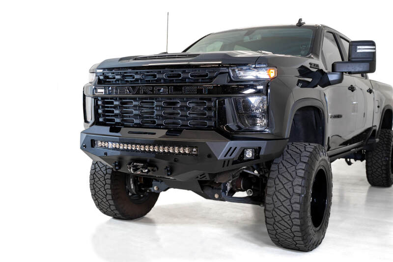 Chevrolet Silverado 2500 Bumper - Front - Addictive Desert Designs - Stealth Fighter - Hammer Black with Satin Black Panels - `20-`27